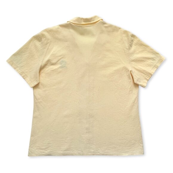 Vintage Butter Yellow Camp Collar Button Up Short Sleeve Shirt Prep Coastal Boho - Picture 4 of 9